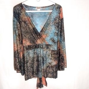 MKM Designs Cross Over Glitter Blouse 3X